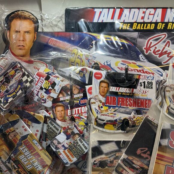 NOS Talladega Nights Air Freshener Counter Display Magnets Buttons Display Kit - Picture 4 of 15